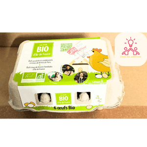 Boîte de 6 Oeufs bio plein air - catégorie A - origine IDF 